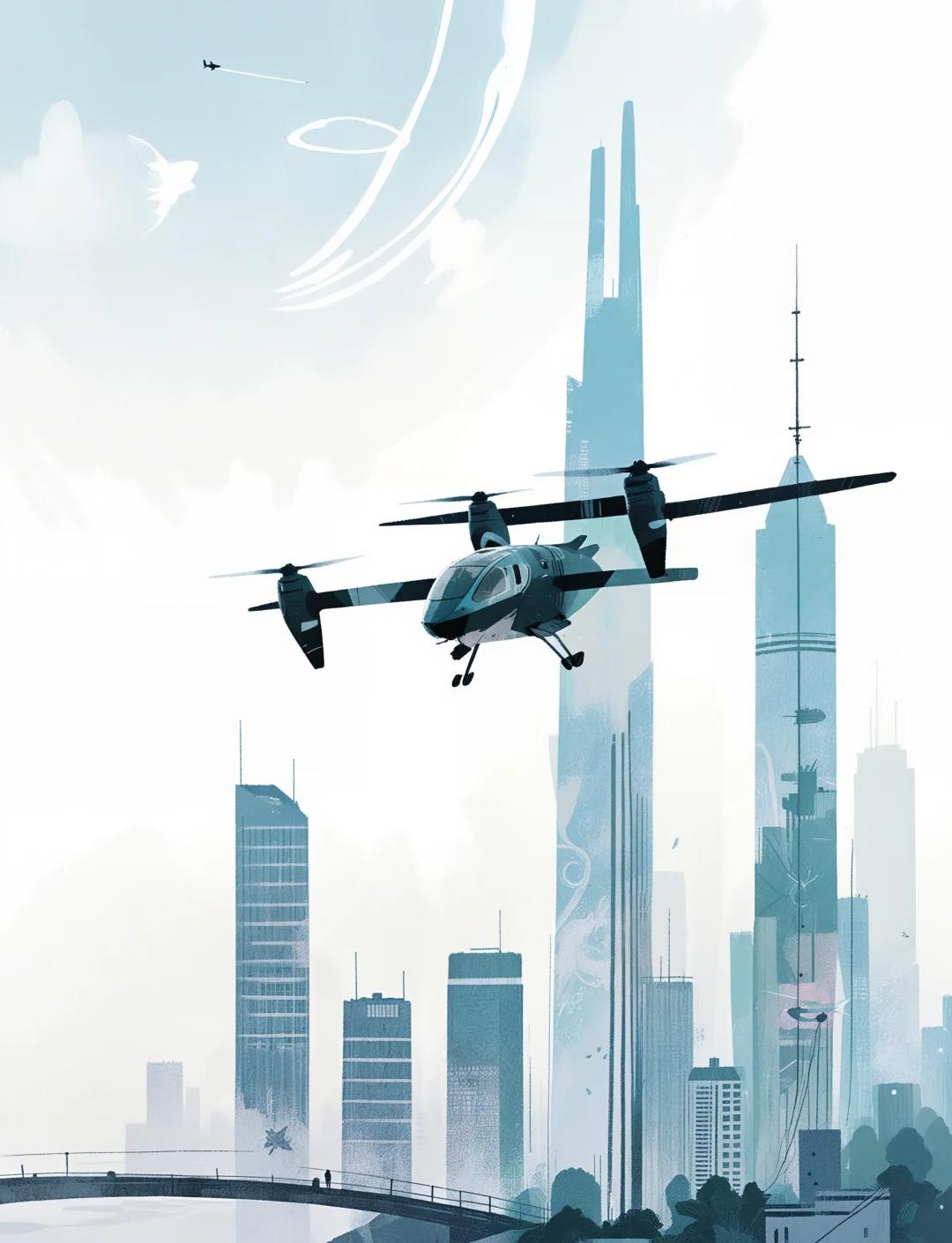 eVTOL无人机插画欣赏